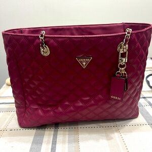 Maroon Guess Tote Bag